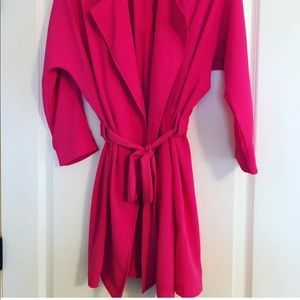 Lightweight hot pink jacket with tie belt